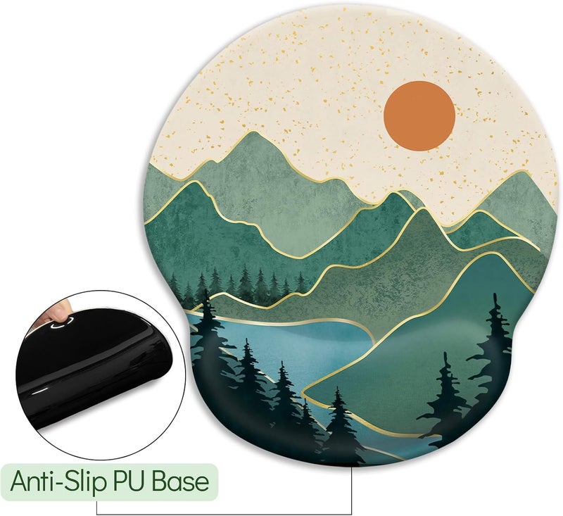 LIMKRIAN Ergonomic Mouse Pad with Wrist Rest, Sunrise Mountain Gaming Mousepad with Non-Slip Pain Relief PU Base, Funny Wrist Support, Cute Office Desk Accessory - Image 5